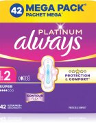 Always Platinum Super Size 2 санитарни кърпи с крилца 42 бр.