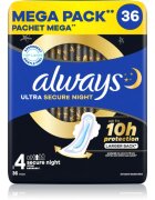 Always Ultra Secure Night Size 4 санитарни кърпи за нощ 36 бр.