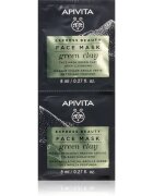 Apivita Express Beauty Cleansing Face Mask Green Clay почистваща и изглаждаща маска за лице със зелена кал 2x8 мл.