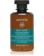 Apivita Oily Hair Oil Balance Shampoo дълбоко почистващ шампоан за мазен скалп за подсилване и блясък на косата 250 мл.