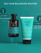 Apivita Oily Hair Oil Balance Shampoo дълбоко почистващ шампоан за мазен скалп за подсилване и блясък на косата 250 мл.