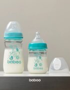 Baboo Anti-colic Glass Feeding Bottle Wide Neck стъклено бебешко шише 3m+ 1 бр.