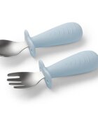 BabyOno Be Active Stainless Steel Spoon and Fork прибор за деца Blue 12m+ 2 бр.