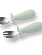BabyOno Be Active Stainless Steel Spoon and Fork прибор за деца Mint 12m+ 2 бр.