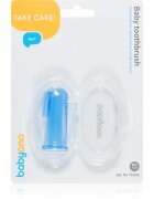 BabyOno Take Care First Toothbrush детска четка за зъби за върху пръст с калъфка Blue 1 бр.