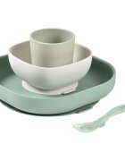 Beaba 4-Piece Silicone Dinner Set комплект за хранене Sage Green / Misty Green 4 бр.
