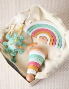 Bieco Silicone Activity Planet играчка за подреждане 12 m+ Eucalyptus 1 бр.