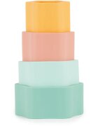 Bieco Silicone Stacking Tower Flower играчка за подреждане 12 m+ Tropical Vibes 4 бр.