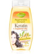 Bione Cosmetics Keratin + Argan регенериращ шампоан за блясък и мекота на косата 260 мл.