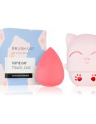BrushArt Accessories Cutie Cat travel case with make-up sponge гъба за нанасяне на фон дьо тен с калъфка за пътуване