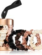BrushArt Gift for You Slim satin scrunchie set ластици за коса Black & Cream