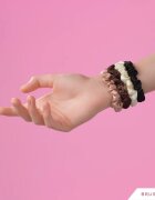 BrushArt Gift for You Slim satin scrunchie set ластици за коса Black & Cream