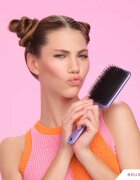 BrushArt Hair Boar bristle paddle hairbrush Четка за коса с косми от глиган Metallic Lilac 1 бр.