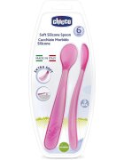 Chicco Soft Silicone лъжичка 6m+ Pink 2 бр.