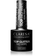 Claresa UV/LED Top Glitter No Wipe гел топ лак за нокти с блестящи частици цвят Glitter Silver 5 гр.