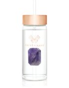 Crystallove Amethyst Straw Water Bottle стъклена бутилка за вода със сламка 1 бр.