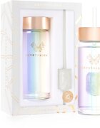 Crystallove Clear Quartz Straw Water Bottle стъклена бутилка за вода със сламка Hologram 400 мл.