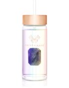 Crystallove Clear Quartz Straw Water Bottle стъклена бутилка за вода със сламка Hologram - Amethyst 400 мл.