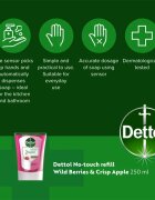 Dettol Energise Liquid Hand Wash Wild Berries & Crisp Apple пълнител за безконтактен дозатор за сапун 250 мл.
