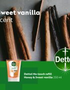 Dettol Soft on Skin Kids No-Touch Refill пълнител за безконтактен дозатор за сапун Honey & Vanilla 250 мл.