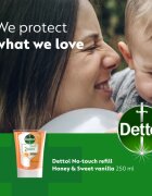 Dettol Soft on Skin Kids No-Touch Refill пълнител за безконтактен дозатор за сапун Honey & Vanilla 250 мл.
