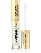 Eveline Cosmetics Diamond Glow блясък за устни с блестящи частици с хиалуронова киселина цвят 12 Top Coat 4.5 мл.