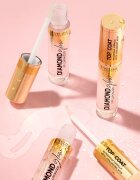 Eveline Cosmetics Diamond Glow блясък за устни с блестящи частици с хиалуронова киселина цвят 12 Top Coat 4.5 мл.