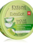 Eveline Cosmetics Extra Soft хидратиращ и успокояващ крем за чувствителна кожа Bio Olive & Aloe Vera 175 мл.