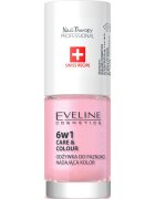 Eveline Cosmetics Nail Therapy Care & Colour балсам за нокти 6 в 1 цвят Shimmer Pink 5 мл.