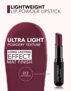 flormar Lightweight Lip Powder Lipstick дълготрайно червило с матиращ ефект цвят 013 Deep Bordeaux 3 гр.
