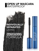 flormar Open Up Waterproof Mascara водоустойчива спирала за мигли за извиване и разделяне на миглите 12 мл.
