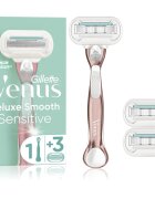 Gillette Venus Deluxe Smooth Sensitive самобръсначка + резервни остриета RoseGold 3 бр.