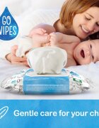 GoWipes Baby 100% Cotton Biodegradable нежни мокри кърпички за бебета за чувствителна кожа 0+ 50 бр.