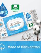 GoWipes Baby 100% Cotton Biodegradable нежни мокри кърпички за бебета за чувствителна кожа 0+ 50 бр.