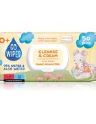 GoWipes Cleanse & Cream Sweet Almond Milk нежни мокри кърпички за бебета за чувствителна кожа алое вера 0+ 50 бр.