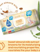 GoWipes Cleanse & Cream Sweet Almond Milk нежни мокри кърпички за бебета за чувствителна кожа алое вера 0+ 50 бр.