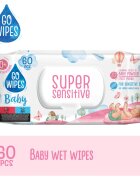 GoWipes Super Sensitive мокри почистващи кърпички за деца за чувствителна кожа 0+ 60 бр.