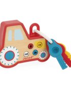 Janod Sound and Light Tractor Keychain играчка за подреждане от дърво 18m+ 1 бр.