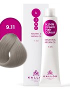 Kallos KJMN Professional Cream Hair Colour Keratin & Argan Oil боя за коса с кератин и арганово масло цвят 9.11 Lightest Blonde 100 мл.