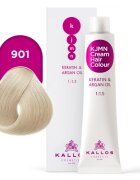 Kallos KJMN Professional Cream Hair Colour Keratin & Argan Oil боя за коса цвят 901 Ultra Light Ash Blond 100 мл.
