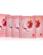 KORIKA SuperFruits Dragon Fruit - Set of 5 Calming Face Sheet Masks комплект маски за лице на намалена цена с успокояващ ефект Dragon fruit