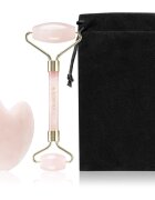 KORIKA Tools Face Roller & Gua Sha масажно валяче за лице и масажно приспособление Quartz Pink