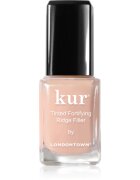 LONDONTOWN Kur Tinted Fortifying Ridge Filler изглаждаща основа-лак за нокти за сухи и крехки нокти цвят Apricot Beige 12 мл.