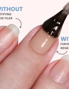 LONDONTOWN Kur Tinted Fortifying Ridge Filler изглаждаща основа-лак за нокти за сухи и крехки нокти цвят Apricot Beige 12 мл.