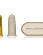 Matchstick Monkey Silicone Finger Toothbrush детска четка за зъби за върху пръст с калъфка Yellow/ Beige 2 бр.