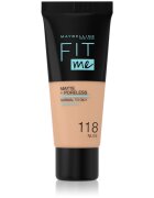 MAYBELLINE NEW YORK Fit Me! Matte+Poreless матиращ фон дьо тен за нормална към мазна кожа цвят 118 Nude 30 мл.