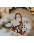 Milin Small Wooden Lacing Toy Dog играчка за подреждане 10 cm x 10 cm x 07 cm 1 бр.