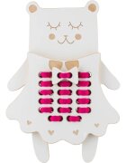 Milin Wooden Lacing Toy Mrs. Teddy играчка за подреждане 22 cm x 16 cm x 07 cm 1 бр.