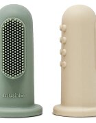 Mushie Finger Toothbrush детска четка за зъби за върху пръст Shifting Sand/Cambridge Blue 2 бр.