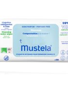 Mustela Compostable at Home Cleansing Wipes Perfume Free почистващи кърпички без парфюм за деца от раждането им 60 бр.
